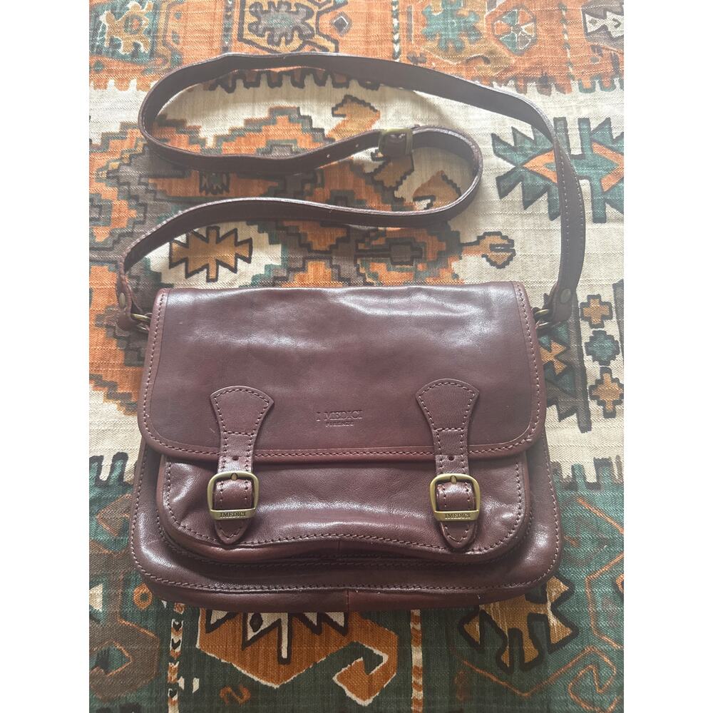 I Medici Firenze Vintage Brown Italian Leather Crossbody Bag Purse Made In Italy